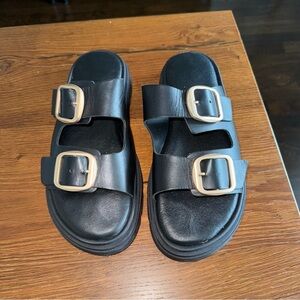 Italian Made Leather Buckle Sandals